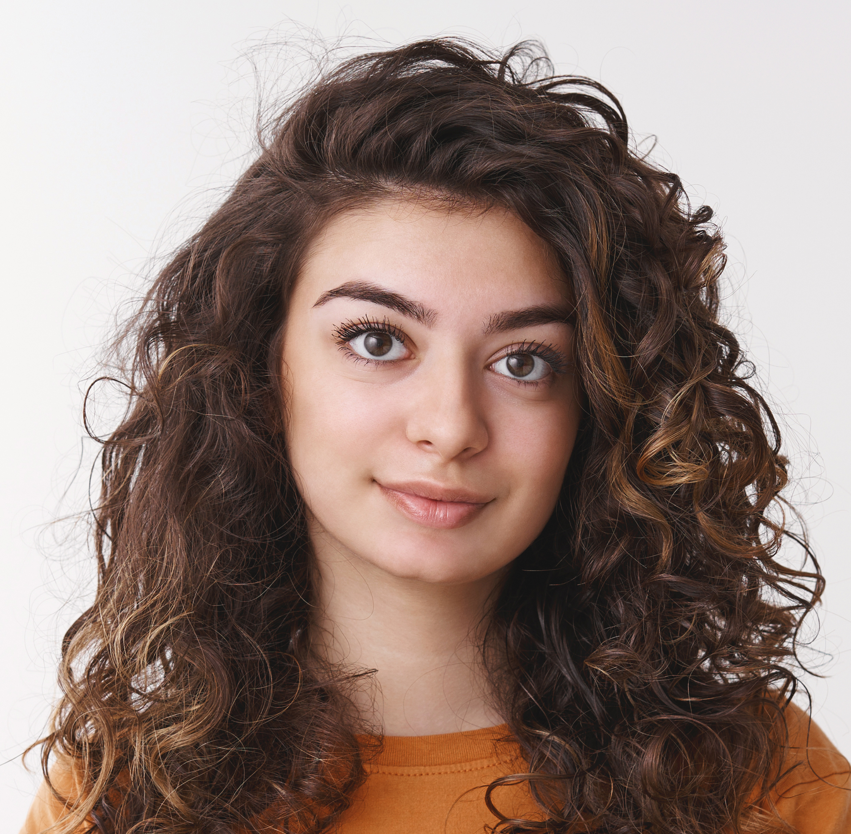 Portrait of White Women with Frizzy Hair Smiling